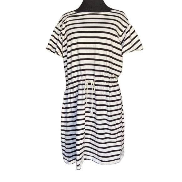 Kate Spade Short Flutter Sleeve Black and White Stripe Tie Waist Dress Women XL - Picture 2 of 8